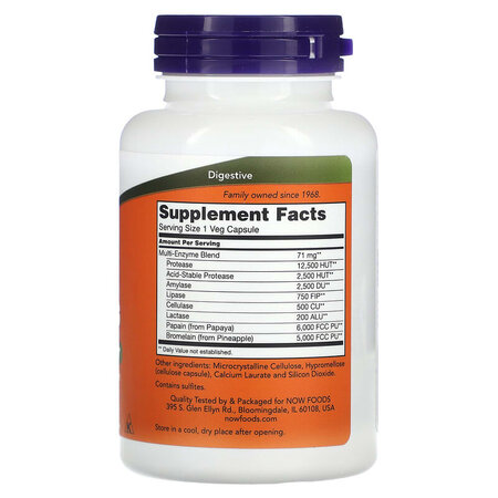 Enzime digestive din plante, 120 capsule vegetale, Now Foods 645292