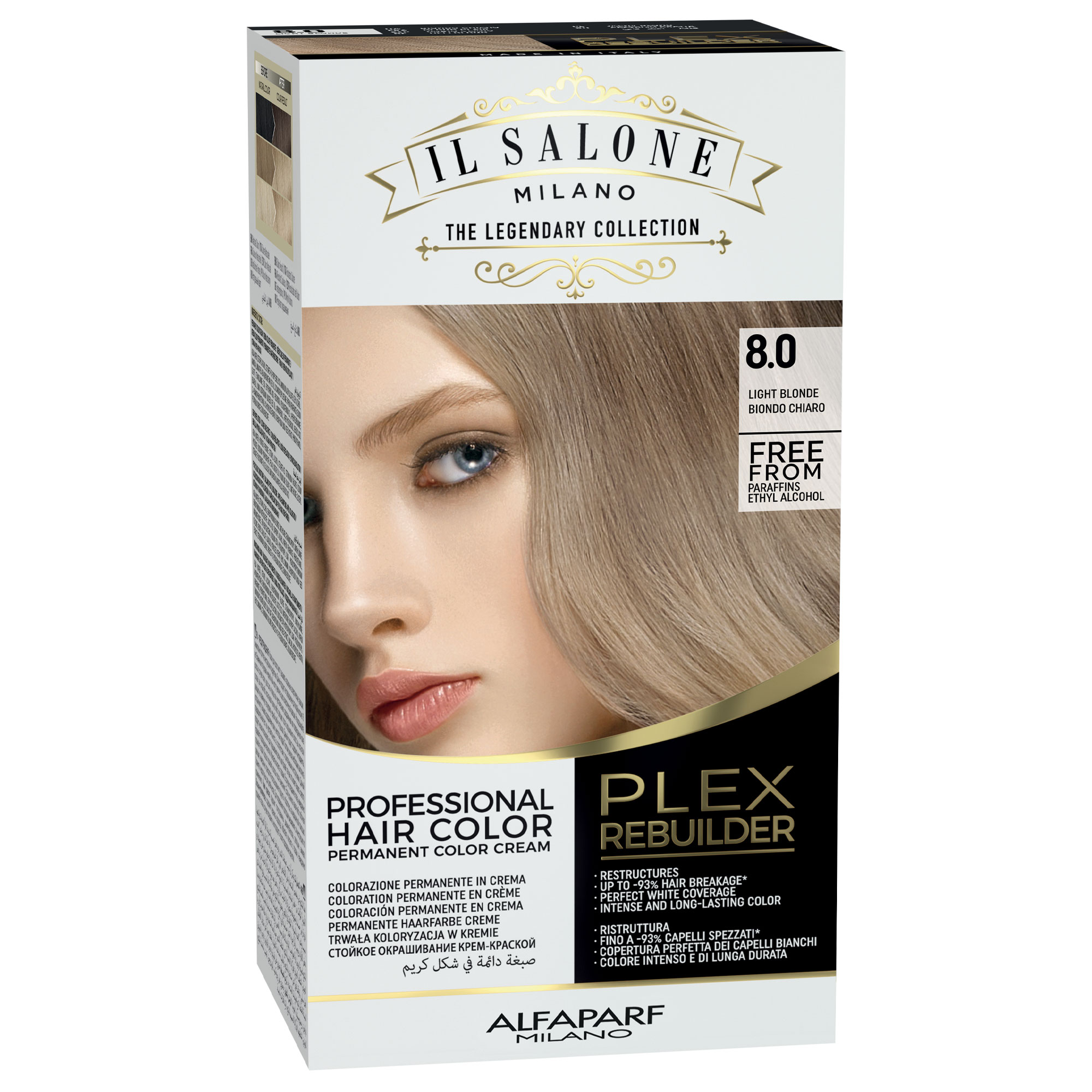 Vopsea permanenta Plex Rebuilder Il Salone, 8.0, Light Blonde, Alfaparf