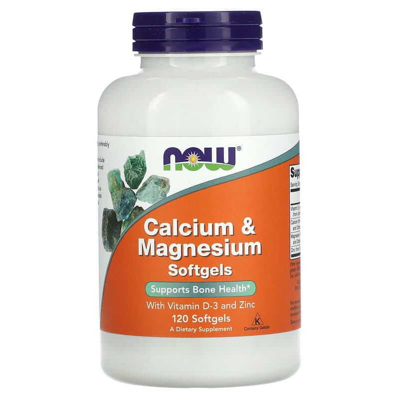 Calciu, magneziu cu vitamina D-3 si zinc, 120 gelule moi, Now Foods