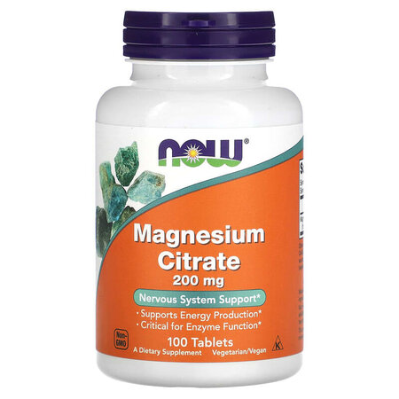 Magneziu Citrat, 200 mg, 100 tablete, Now Foods