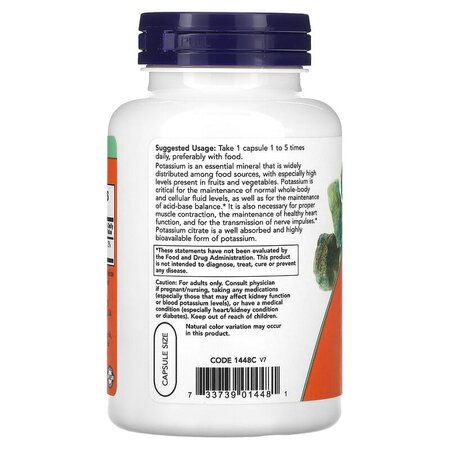 Potasiu Citrat, 99 mg, 180 capsule vegetale, Now Foods 645446