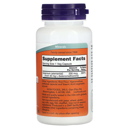 Seleniu, 200 mcg, 90 capsule vegetale, Now Foods 645454