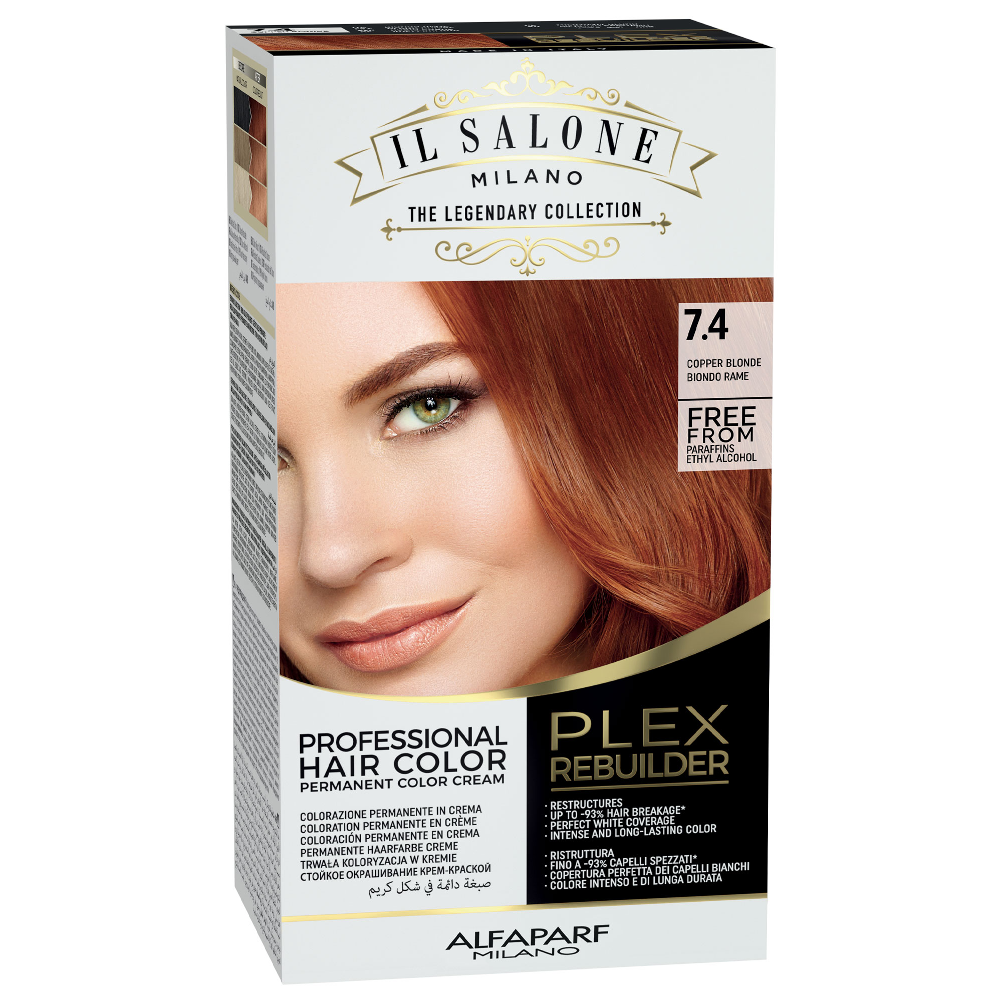 Vopsea de par permanenta Plex Rebuilder Il Salone, 7.4, Copper Blonde, Alfaparf