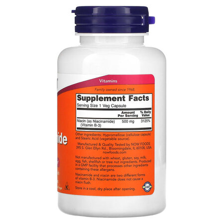 Niacinamide, 500 mg, 100 capsule vegetale, Now Foods 645635