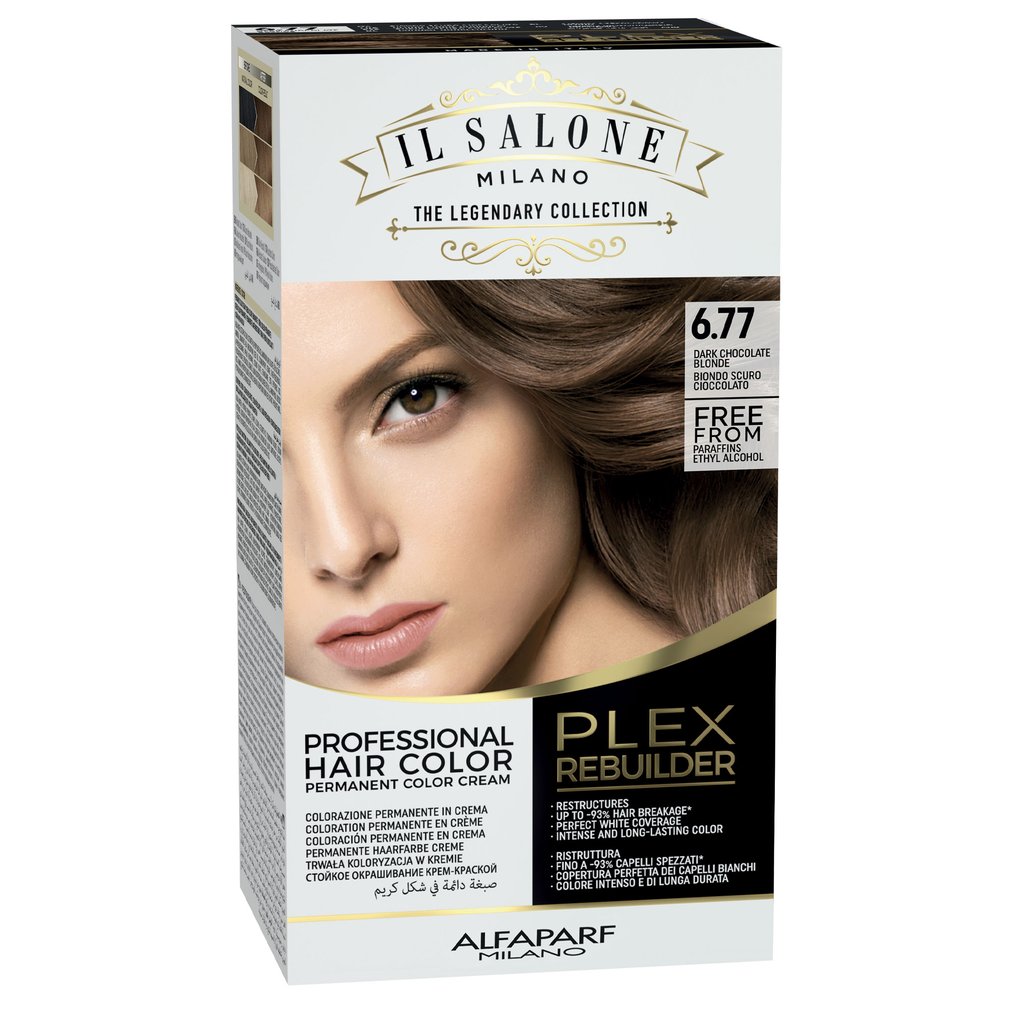 Vopsea de par permanenta Plex Rebuilder Il Salone, 6.77, Dark Chocolate Blonde, Alfaparf