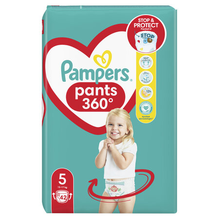 Scutece-chilotel Maxi Pack Pants Stop & Protect, 12-17 kg, Nr. 5, 42 bucati, Pampers 645796