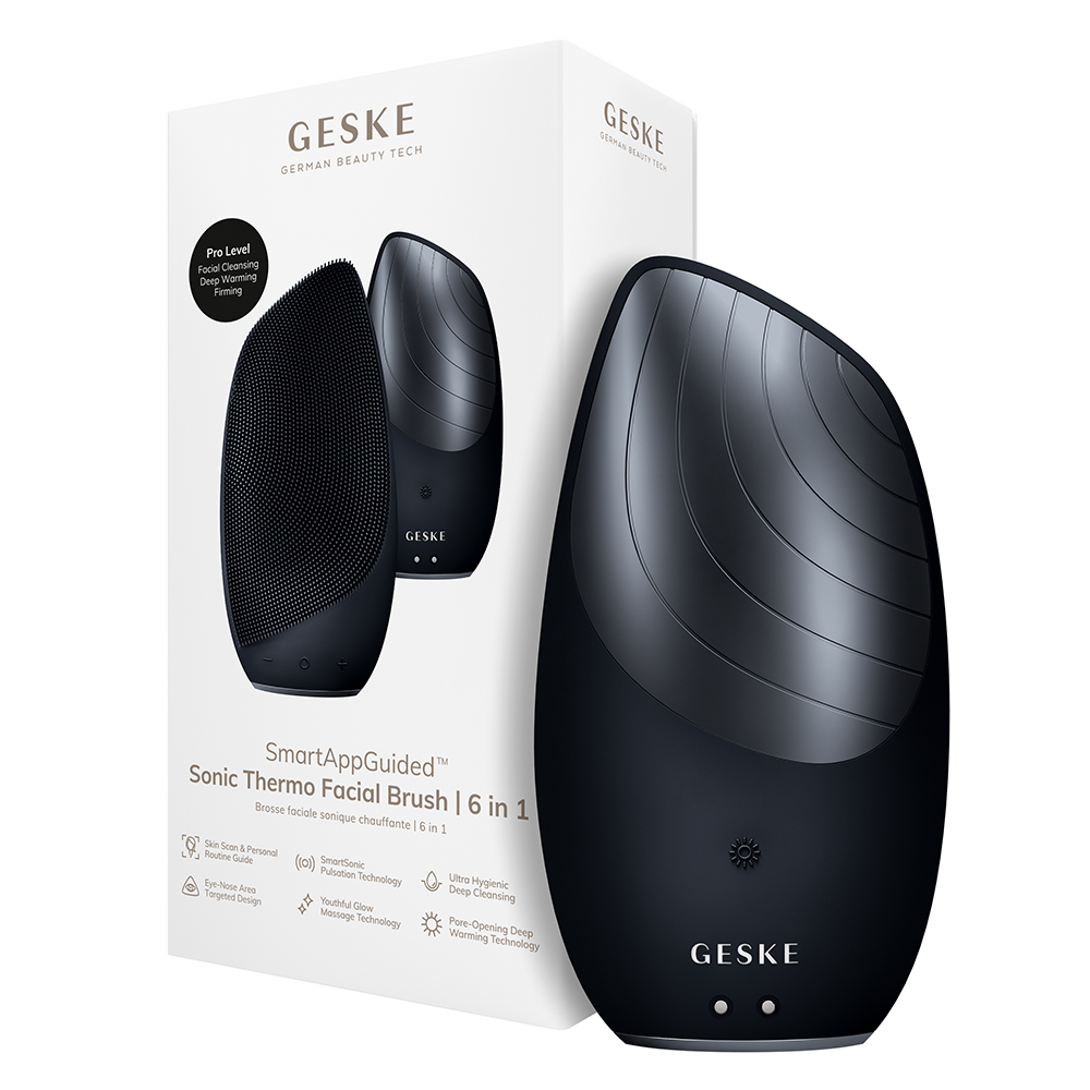 Perie pentru masaj facial 6 in 1 Sonic Thermo, Black, Geske