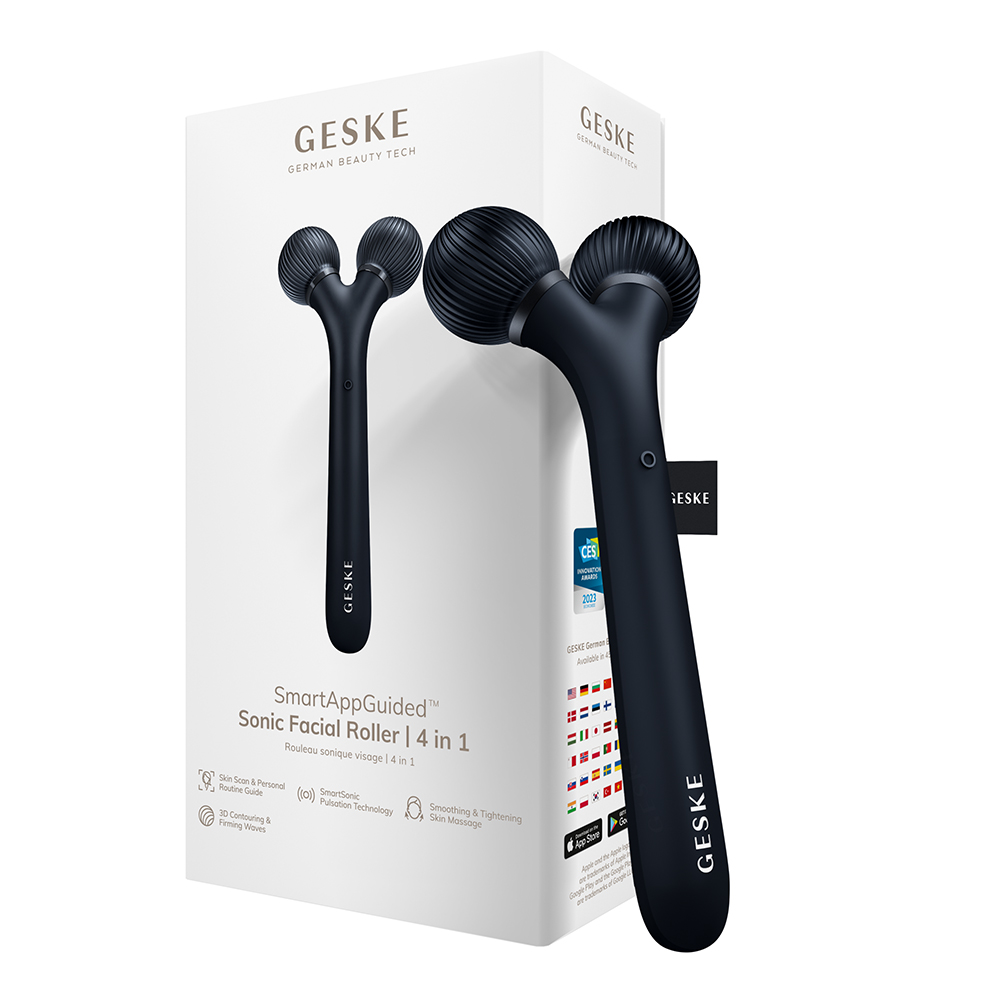 Roller pentru masaj facial 4 in 1 Sonic, Black, Geske