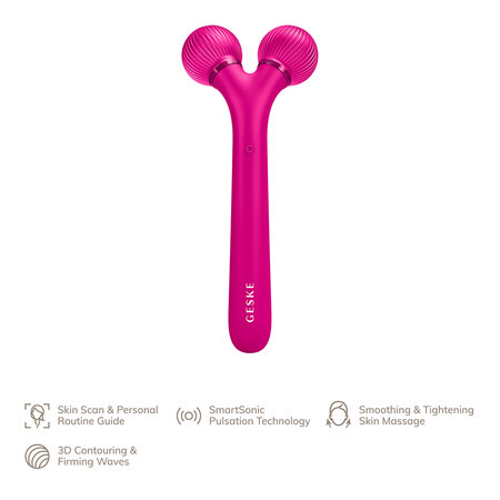 Roller pentru masaj facial 4 in 1 Sonic, Magenta, Geske 646003
