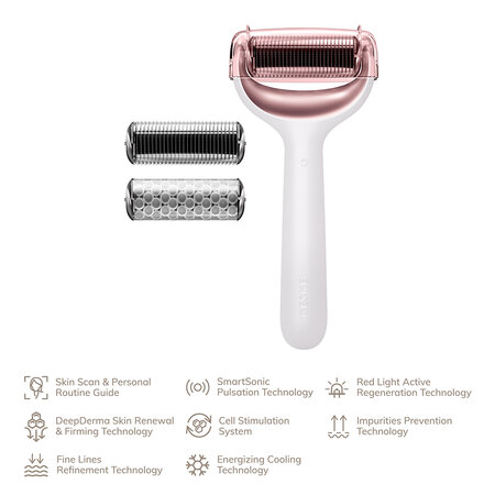 Roller pentru masaj facial si corporal 8 in 1 MicroNeedle, Starlight, Geske 646056