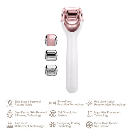 Roller pentru masaj facial 9 in 1 MicroNeedle, Starlight, Geske 646067