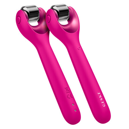 Roller pentru masaj facial 9 in 1 MicroNeedle, Magenta, Geske 646076