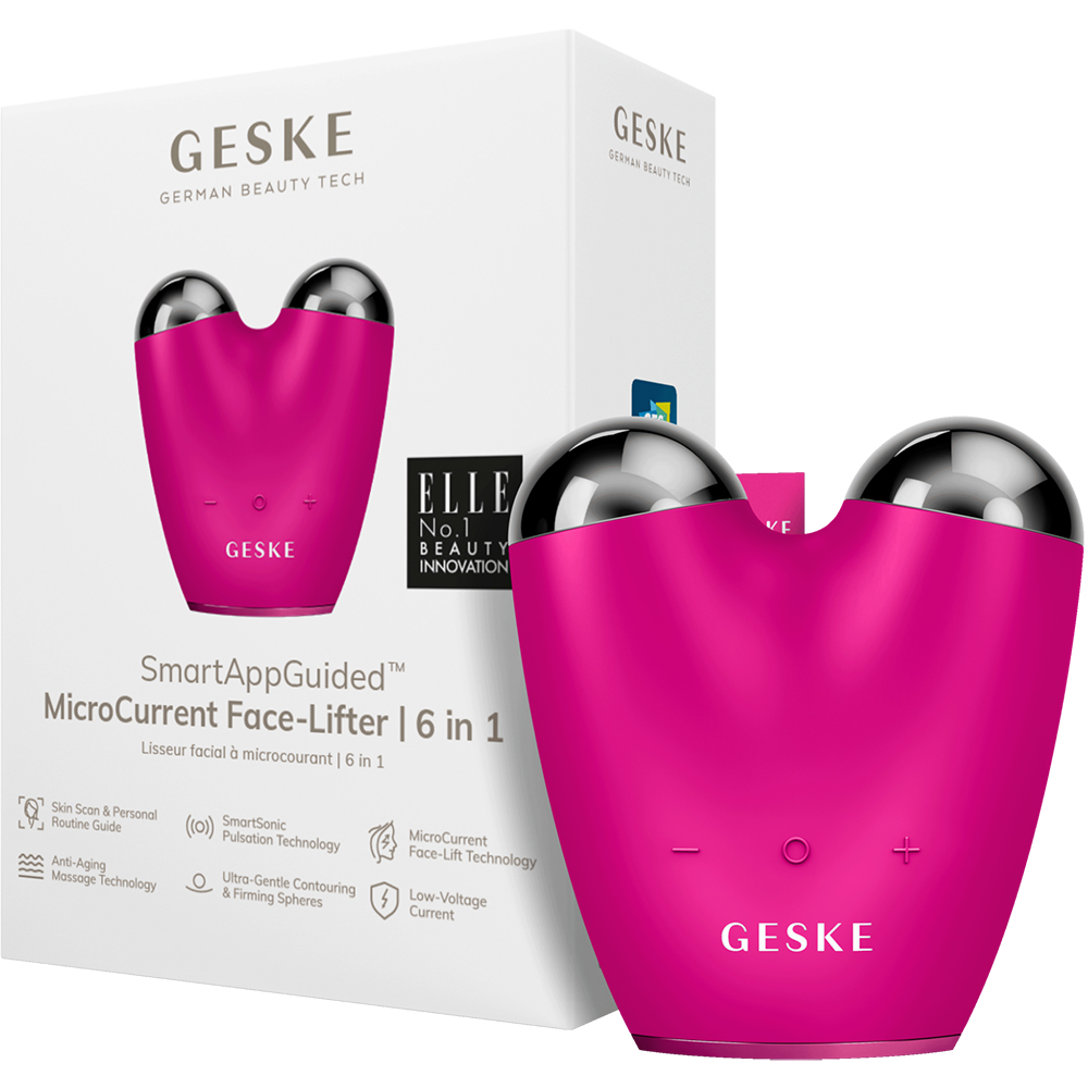 Dispozitiv pentru masaj facial 6 in 1 MicroCurrent Face-Lifter, Magenta, Geske