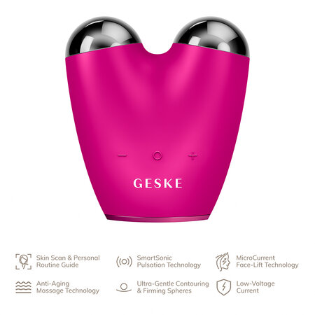 Dispozitiv pentru masaj facial 6 in 1 MicroCurrent Face-Lifter, Magenta, Geske 646112