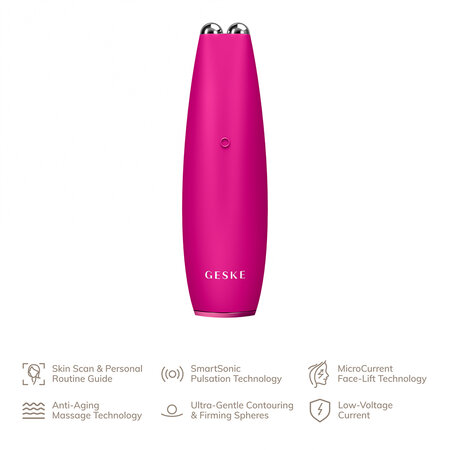 Dispozitiv pentru masaj facial 6 in 1 MicroCurrent Face-Lift Pen, Magenta, Geske 646141