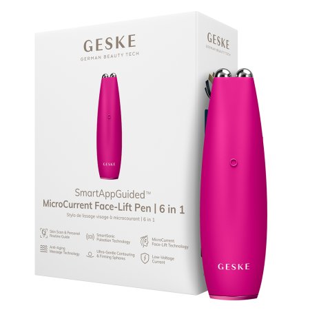 Dispozitiv pentru masaj facial 6 in 1 MicroCurrent Face-Lift Pen, Magenta, Geske
