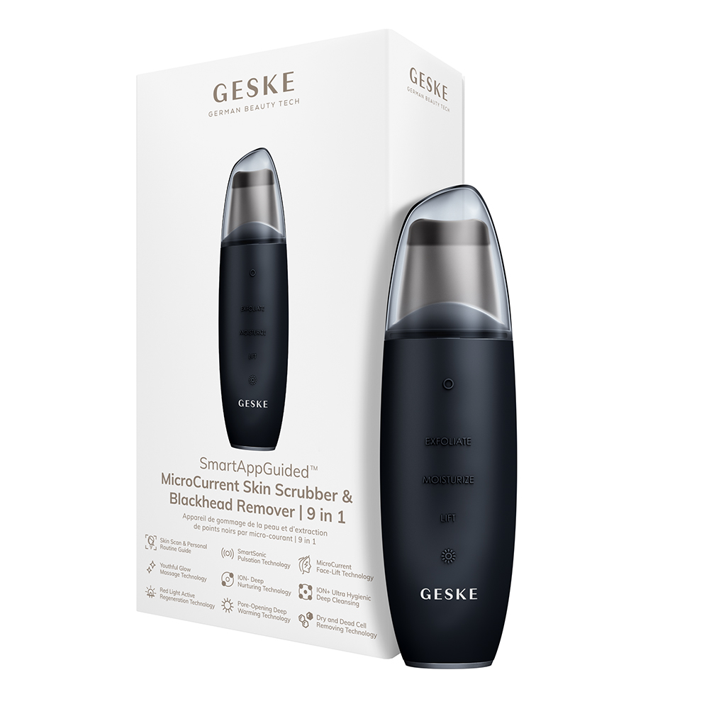 Dispozitiv pentru curatare faciala 9 in 1 MicroCurrent kin Scrubber&Blackhead Remover, Black, Geske