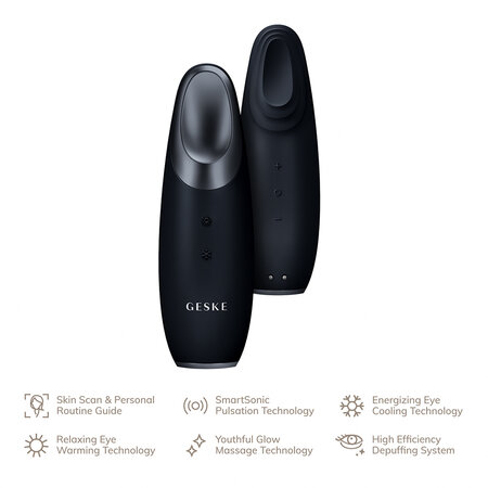 Dispozitiv de masaj pentru conturul ochilor 6 in 1 Warm & Cool Eye Energizer, Black, Geske 646221