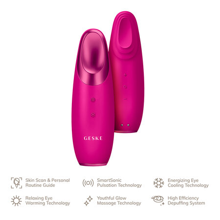 Dispozitiv de masaj pentru conturul ochilor 6 in 1 Warm & Cool Eye Energizer, Magenta, Geske 646227