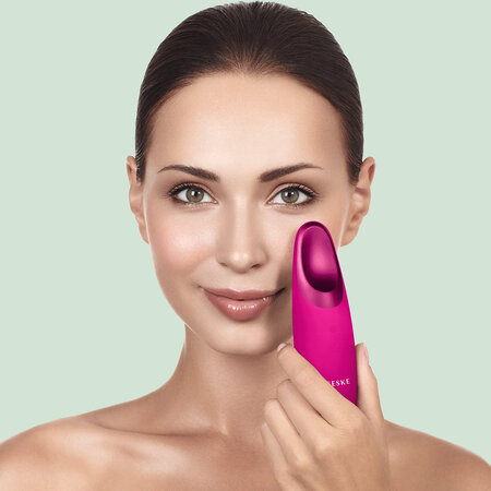 Dispozitiv de masaj pentru conturul ochilor 6 in 1 Warm & Cool Eye Energizer, Magenta, Geske 646228