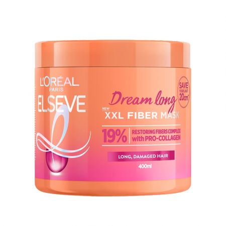 Masca pentru parul lung si deteriorat XXL Fiber Mask Dream Long, 400 ml, Elseve