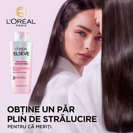 Sampon pentru stralucirea parului cu 2% acid glicolic Glycolic Gloss, 200 ml, Elseve 646298