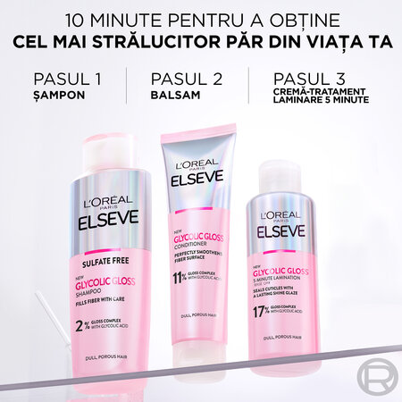 Sampon pentru stralucirea parului cu 2% acid glicolic Glycolic Gloss, 200 ml, Elseve 646296