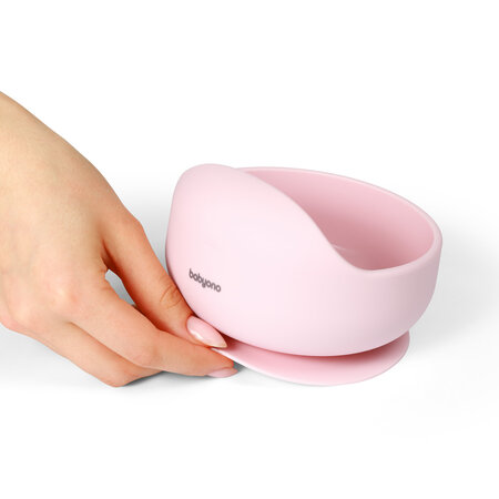 Bol din silicon cu ventuza, Roz, Babyono 646283