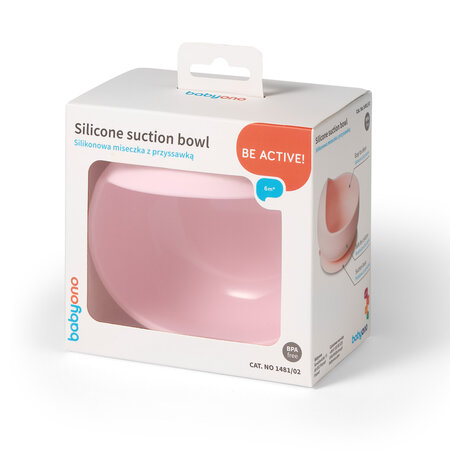 Bol din silicon cu ventuza, Roz, Babyono 646285