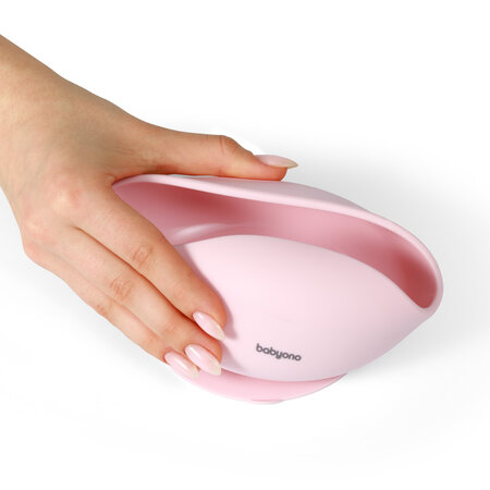 Bol din silicon cu ventuza, Roz, Babyono 646284