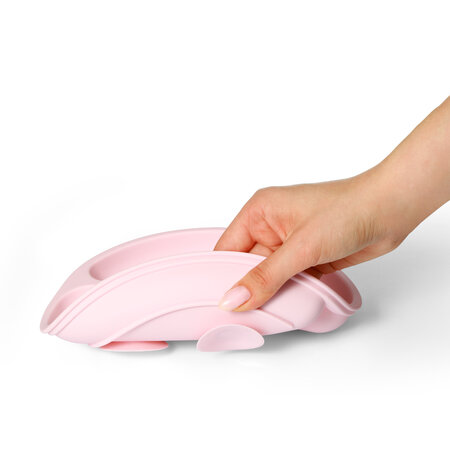 Farfurie din silicon cu ventuza, Roz, Babyono 646371