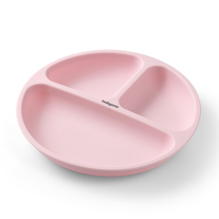 Farfurie din silicon cu ventuza, Roz, Babyono 646368