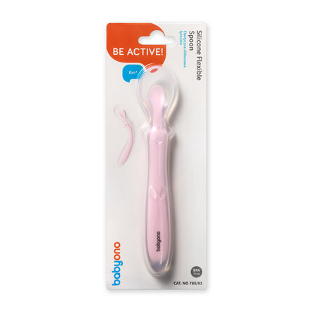 Lingurita flexibila din silicon, Roz, Babyono 646383