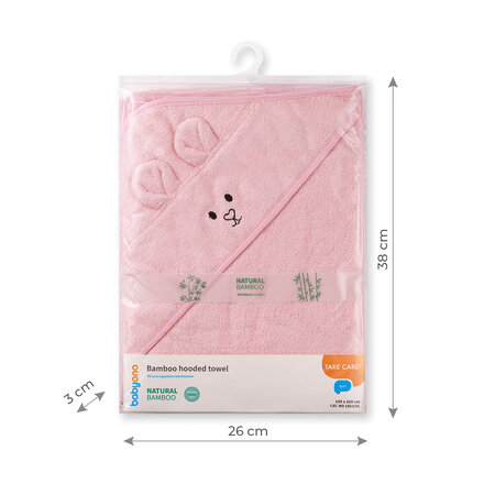 Prosop cu gluga din bambus, Roz, 100 x 100 cm, Babyono 646398