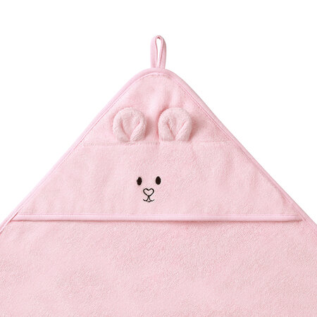 Prosop cu gluga din bambus, Roz, 100 x 100 cm, Babyono 646399