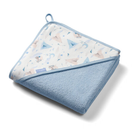 Prosopo cu gluga din bumbac, Albastru, 100 x 100 cm, Babyono
