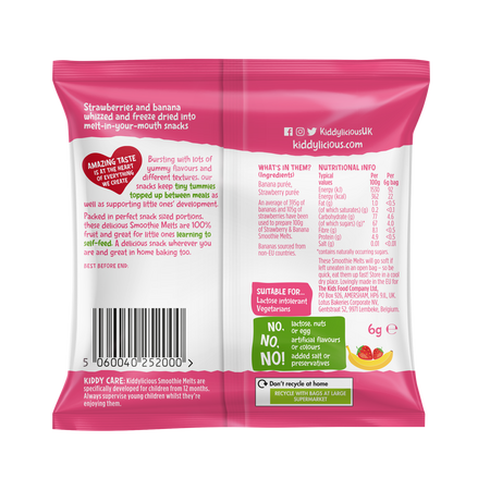 Gustare din bucatele de fructe, Capsuna si Banana, +12 luni, 6 g, Kiddylicious 646419