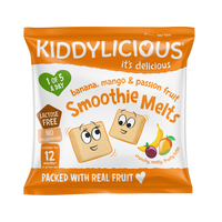Gustare din bucatele de fructe, Banana, Mango si Fructul Pasiunii, +12 luni, 6 g, Kiddylicious