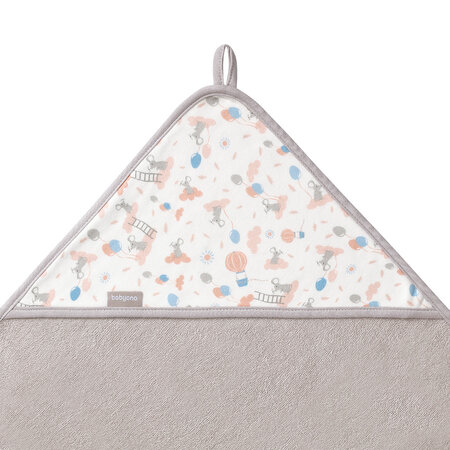 Prosop cu gluga din bumbac, 100 x 100 cm, Gri, Babyono 646440