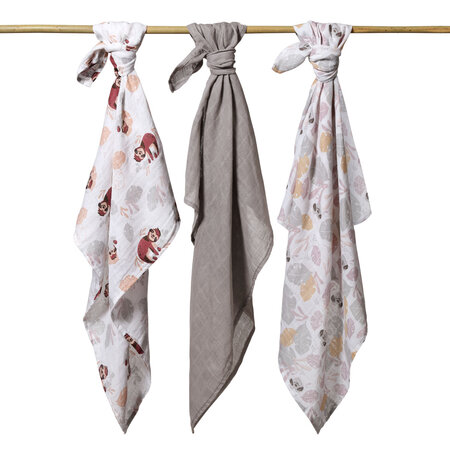 Scutece din muselina, Gri, 3 bucati, Babyono 646474