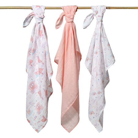 Scutece din muselina, Roz, 3 bucati, Babyono 646490