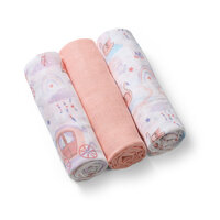 Scutece din muselina, Roz, 3 bucati, Babyono