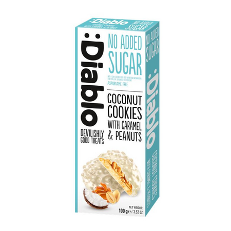 Biscuiti cu cocos caramel si arahide, 100 g, Diabo