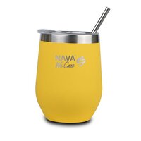 Cana termoizolata cu pai, Galben, 360 ml, Nava