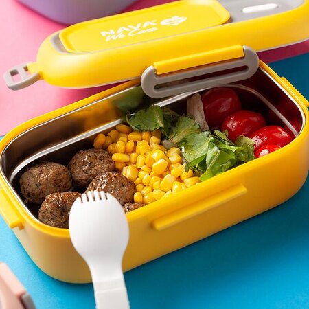 Caserola Lunchbox din otel inoxidabil We care, galben, 800 ml, Nava 646741