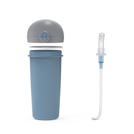 Sticla de plastic cu pai We care, Bleu, 380 ml, Nava 646764