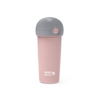 Sticla de plastic cu pai We care, Roz, 380 ml, Nava