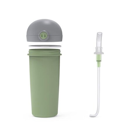 Sticla de plastic cu pai We care, Verde, 380 ml, Nava 646777