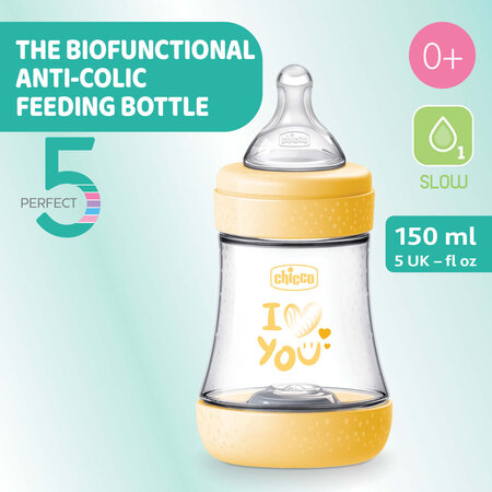 Biberon anti-colici cu tetina S Perfect5, 150ml, 0 luni+,1 bucata, Chicco 646969