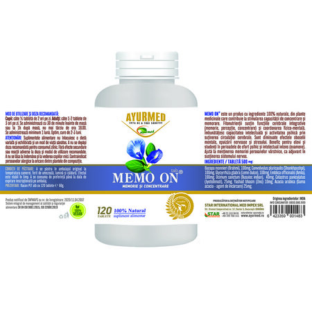 Memo on 3D, 120 tablete, Ayurmed 677090